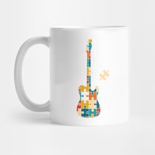 Retro Style Puzzle T-Style Electric Guitar Silhouette Mug